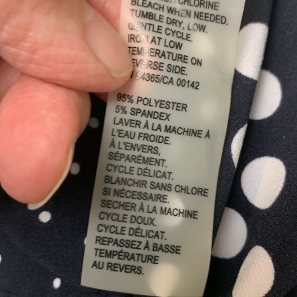 Tanjay Petite Navy Blue Sleeveless Office Top, Soft, Stretch, Polka Dots - Picture 9 of 9